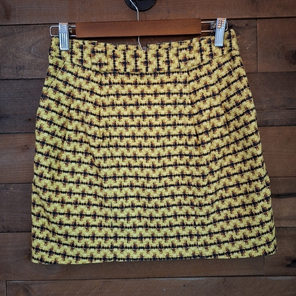 Club Monaco Yellow Tweed Mini Skirt Size 4 - Picture 1 of 5